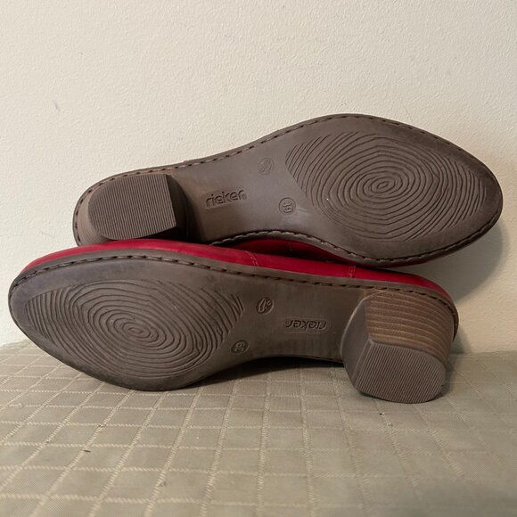 Rieker AntiStress Cherry Red Mary Jane - Open Back - Size 8 to 8.5 - EU 39 - Picture 6 of 10